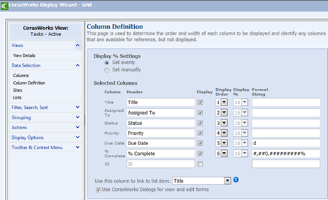 Title: Define Columns - Description: Define Columns