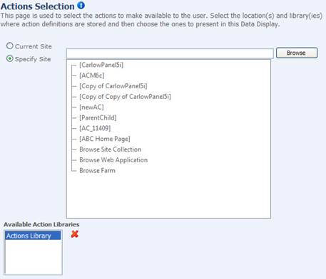 Action Launcher - Actions Selection 6j - Browse button with global links