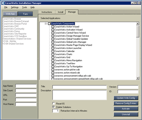 Title: Installation Manager Manage Tab - Description: Installation Manager Manage Tab