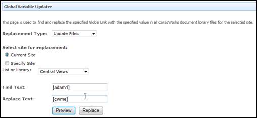 GVU with Find and Replace text